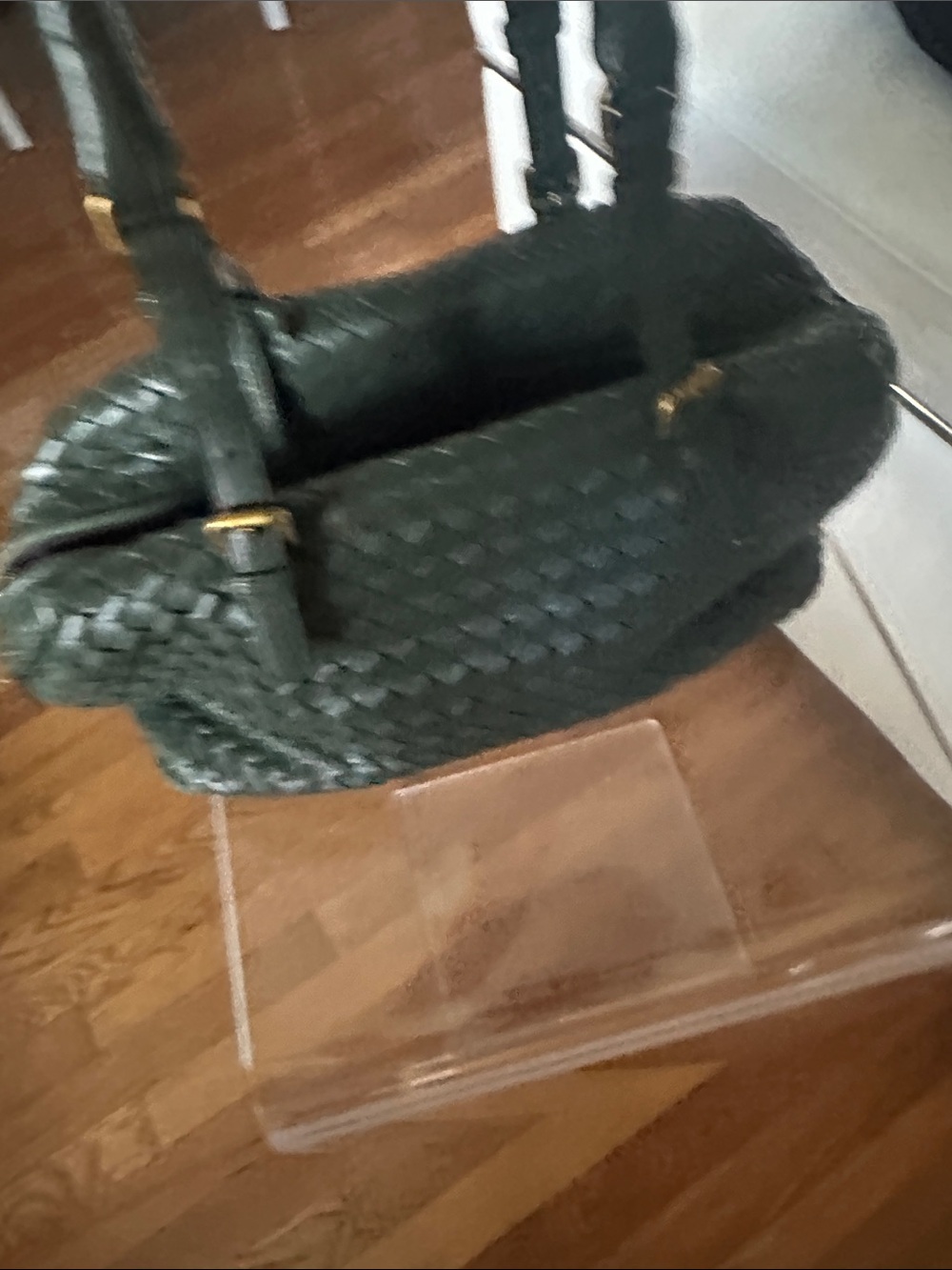 Bottega Veneta Dark Green Intrecciato Leather Shoulder Bag with Purple Interior - Picture 6 of 9